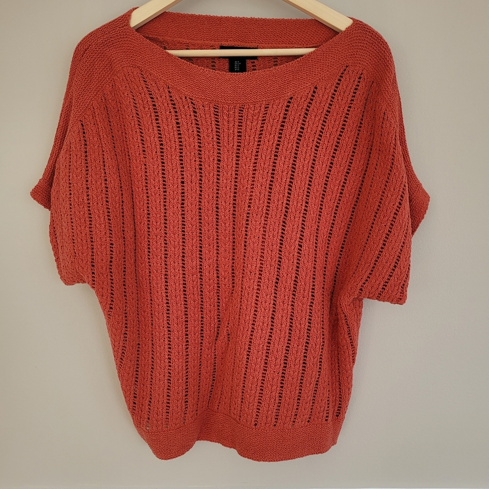 Open Knit Boxy Short Sleeve Top